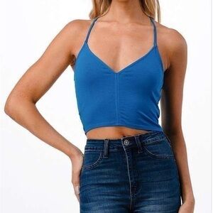 Heart & Hips Blue Teal Cami Top With Racer Back